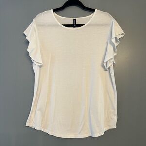 White Ruffle Sleeve Top